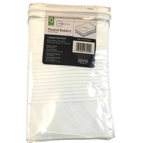Queen Bed Skirt Pleated White 14" Drop Wrinkle Resist NWT - Picture 1 of 4